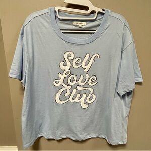 Self Love Club Light Blue Women's Top Sz S NWT No Comment